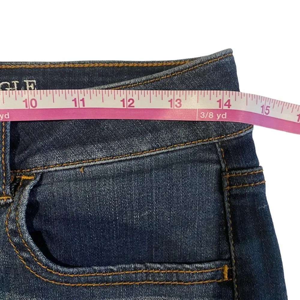 American Eagle Hi Rise Shortie Denim Distressed Shorts‎ Sz 6